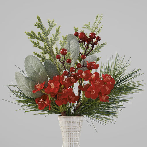 Signature HomeStyles Floral Picks & Stems Pine & Red Floral 2pc Pick Set
