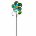 Signature HomeStyles Garden Decor- Solar Green Metal Flower Winder Spinner