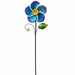 Signature HomeStyles Garden Decor- Solar Blue Metal Flower Winder Spinner