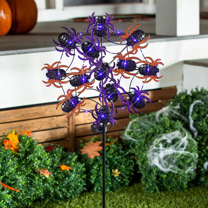 Signature HomeStyles Garden Decor- Solar Purple Spider Web Solar Garden Stake