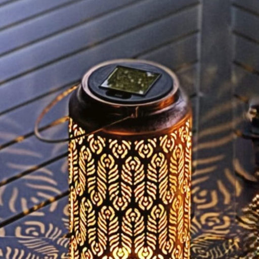 Signature HomeStyles Garden Decor- Solar Leaf Solar Bronze Metal Lantern