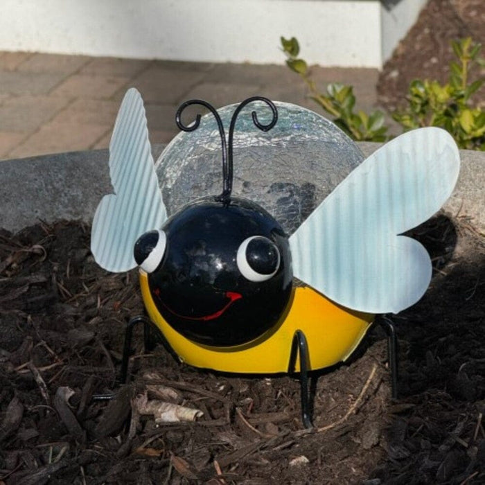 Signature HomeStyles Garden Decor- Solar Bee Solar Crackle Glass Ball
