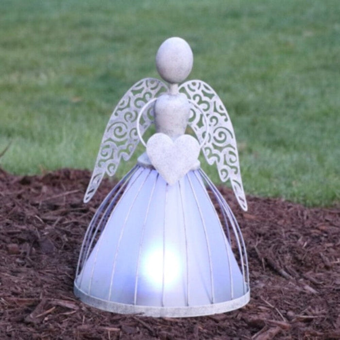 Signature HomeStyles Garden Decor- Solar Solar Lighted Metal Angel