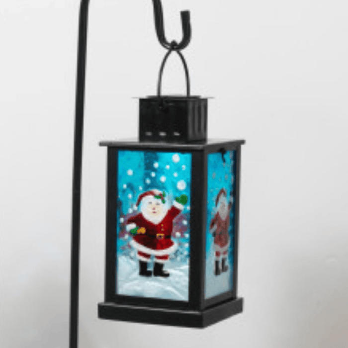 Signature HomeStyles Garden Decor- Solar Santa Solar Lighted Metal Holiday Lantern w/Shephard Hook