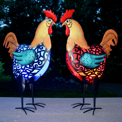 Signature HomeStyles Garden Decor Solar Lighted Metal Rooster