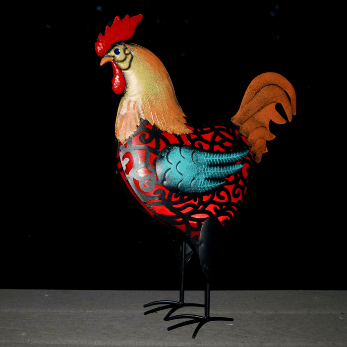 Signature HomeStyles Garden Decor Solar Lighted Metal Rooster