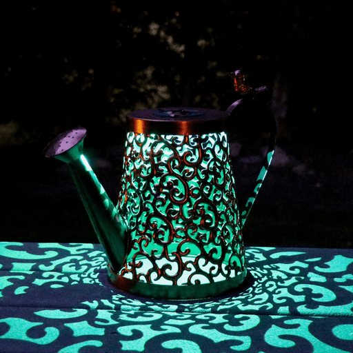 Signature HomeStyles Garden Decor Solar Lighted Metal Watering Can