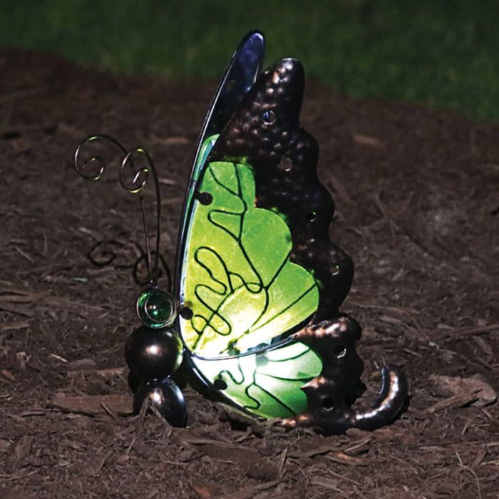 Signature HomeStyles Garden Decor- Solar Green Solar Metal and Glass Butterfly