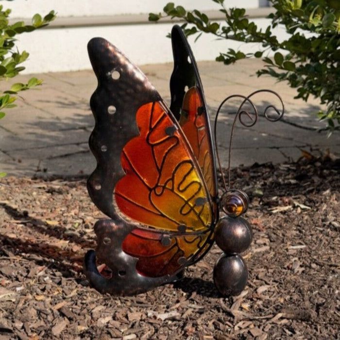 Signature HomeStyles Garden Decor- Solar Solar Metal and Glass Butterfly