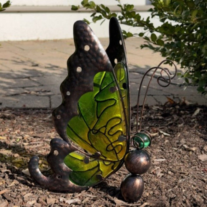 Signature HomeStyles Garden Decor- Solar Solar Metal and Glass Butterfly