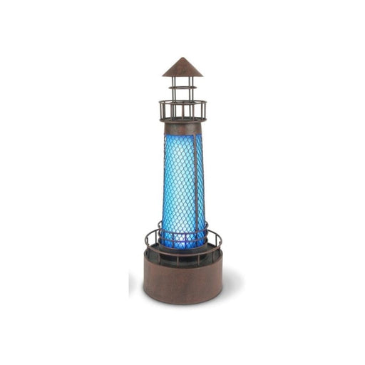 Signature HomeStyles Garden Decor- Solar Blue Solar Metal Lighthouse