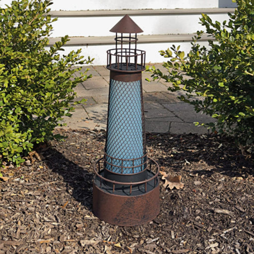 Signature HomeStyles Garden Decor- Solar Blue Solar Metal Lighthouse