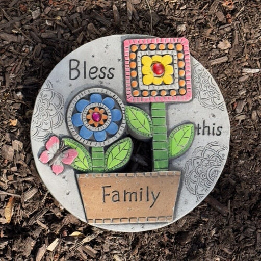Signature HomeStyles Garden Decor Bless this Family Textured Cement Stepping Stone