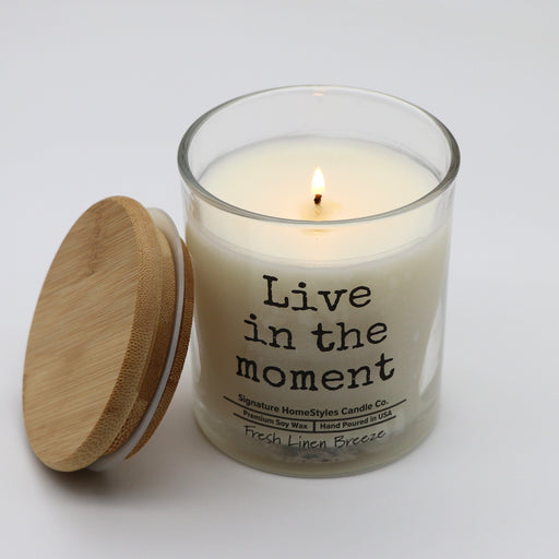 Signature HomeStyles Candle Co. Jar Candle Live in the Moment Linen Breeze Soy Candle