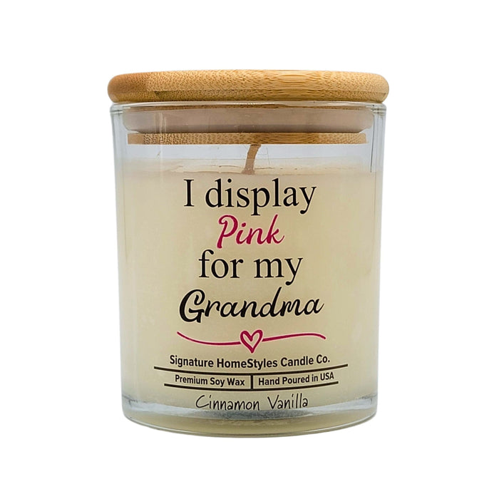 Signature HomeStyles Candle Co. Jar Candle Pink For My Grandma Cinnamon Vanilla Soy Candle