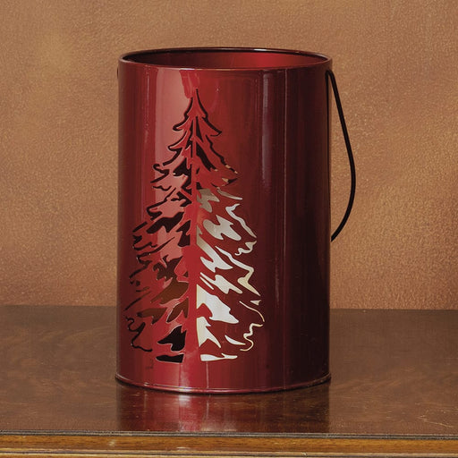 Signature HomeStyles Lanterns Burgundy Cutout Tree Candle Holder