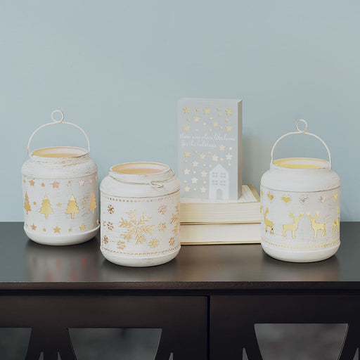 Signature HomeStyles Lanterns LED Antique White Cutout Lanterns