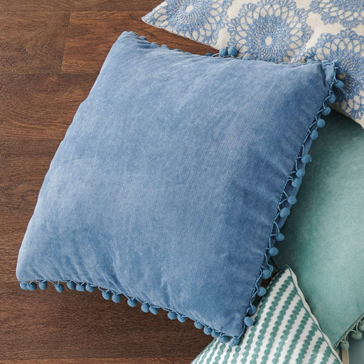 Signature HomeStyles Pillow Covers Blue Pom Pom 18" Pillow Cover