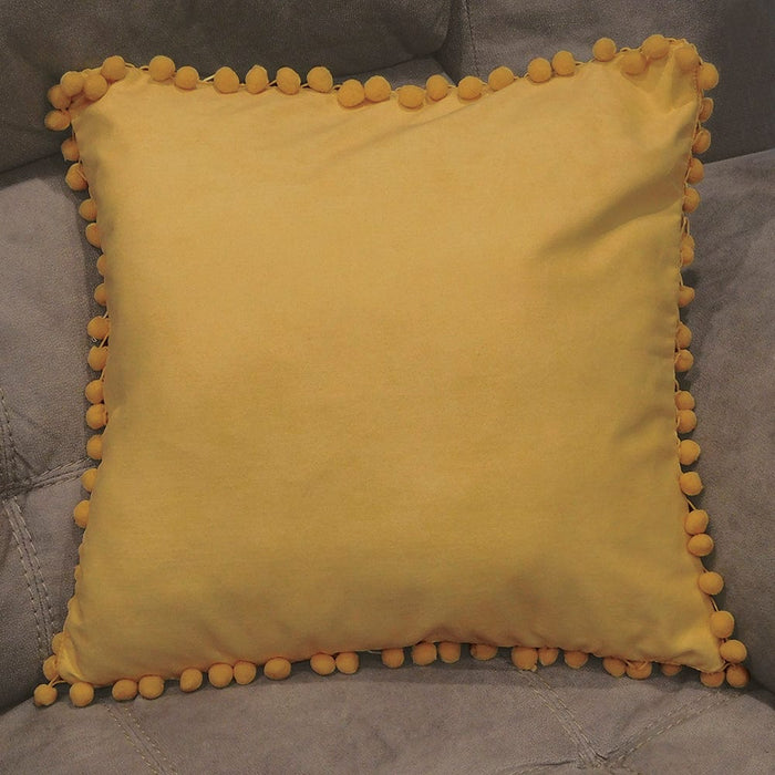 Signature HomeStyles Pillow Covers Yellow Pom Pom 18" Pillow Cover
