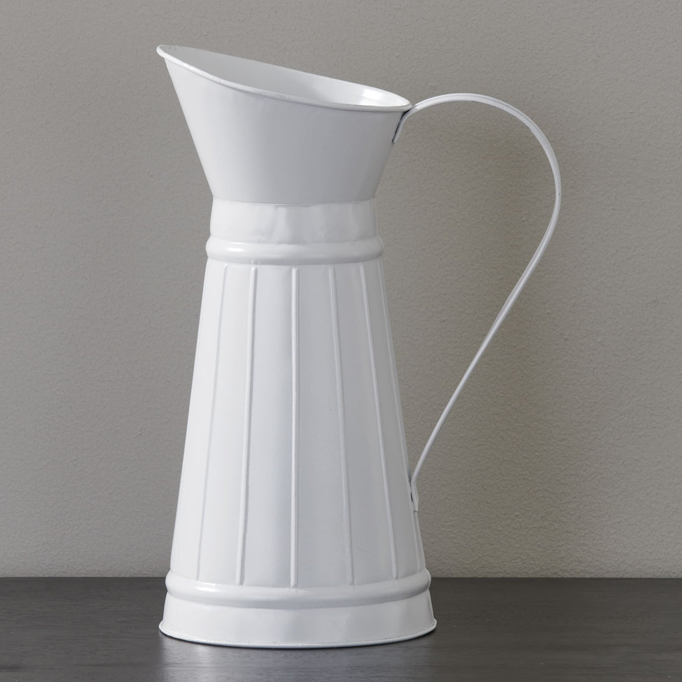 Signature HomeStyles Pitchers White Ribbed Metal Pitcher