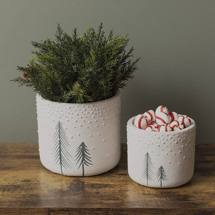 Signature HomeStyles Planters Trees and Snow Ceramic 2pc Planter Set