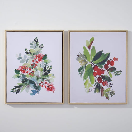 Signature HomeStyles Prints Holly & Berries Framed Canvas 2 pc Print Set