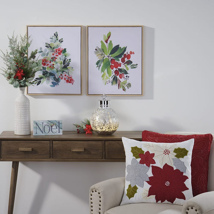 Signature HomeStyles Prints Holly & Berries Framed Canvas 2 pc Print Set