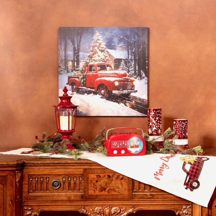 Signature HomeStyles Prints Red Truck in Winter LED Canvas Print