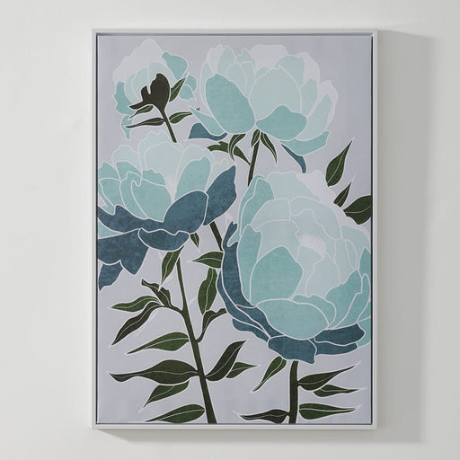 Signature HomeStyles Prints Teal Flowers Canvas Print