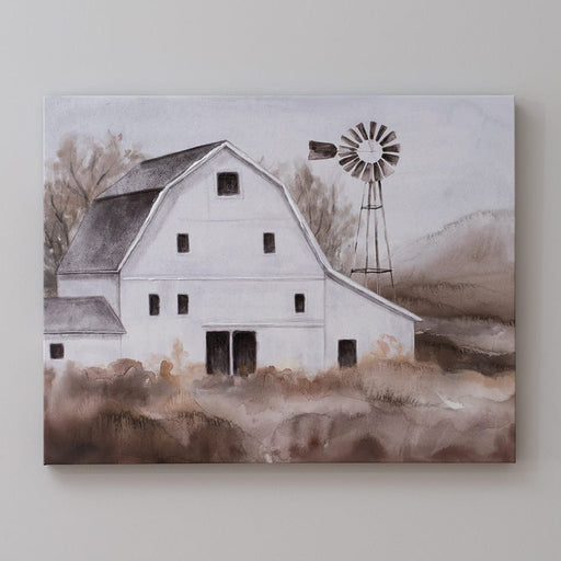 Signature HomeStyles prints White Barn with Windmill Canvas Print