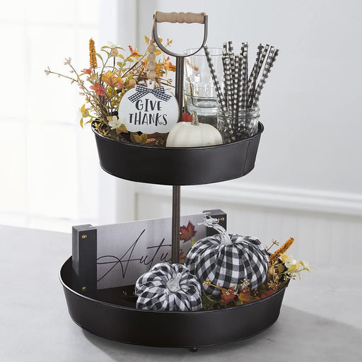 Signature HomeStyles Serveware Black Metal Grand Two-Tier Stand