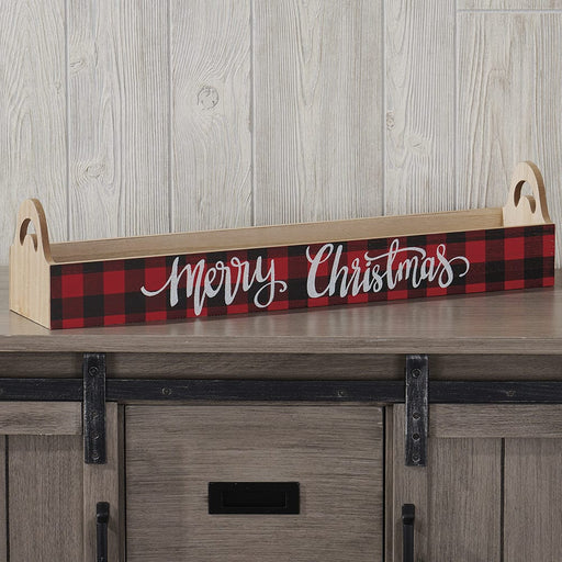 Signature HomeStyles Serveware Merry Christmas Long Wood Tray