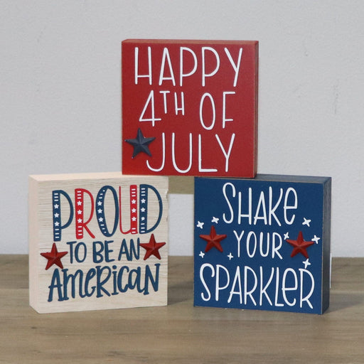 Signature HomeStyles Sign Blocks 4th of July Wood 3pc Block Set