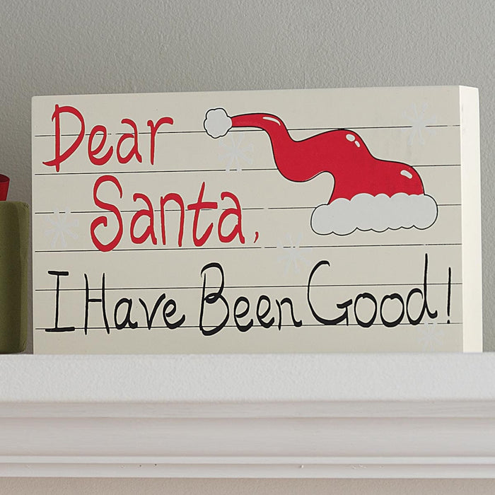 Signature HomeStyles Sign Blocks Dear Santa Wood Sign Block