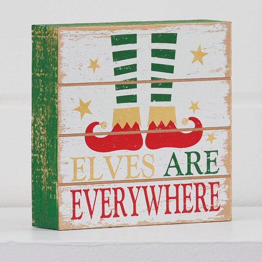 Signature HomeStyles Sign Blocks Elves are Everywhere Wood Sign Block