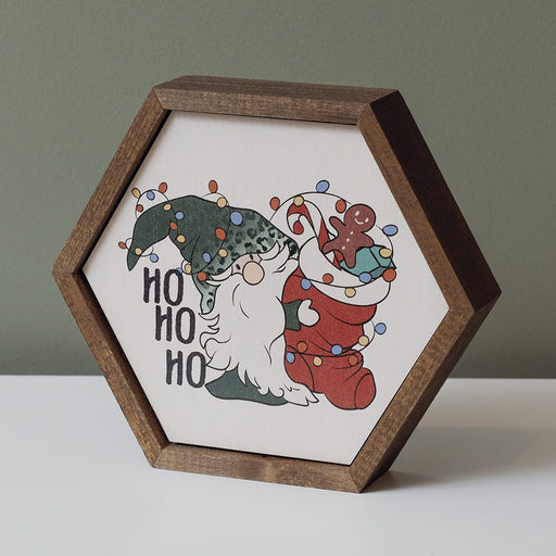 Signature HomeStyles Sign Blocks Ho Ho Ho Gnome Hexagon Wood Sign