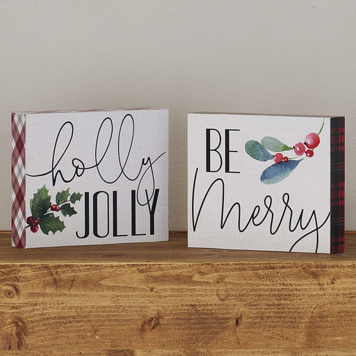 Signature HomeStyles Sign Blocks Holly Jolly & Be Merry 2pc Block Set