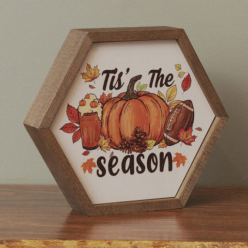 Signature HomeStyles Sign Blocks Tis' The Fall Season Hexagon Wood Sign