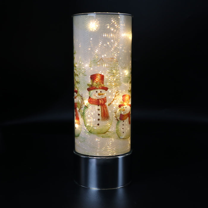 Signature HomeStyles Sparkle Glass Light & Insert Chilly Snowmen Family Insert and Sparkle Glass® Accent Light