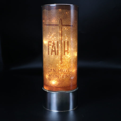 Signature HomeStyles Sparkle Glass Light & Insert Faith Can Move Mountains Insert and Sparkle Glass® Accent Light