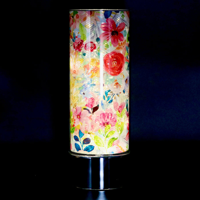 Signature HomeStyles Sparkle Glass Light & Insert Field of Flowers Bundle- Sparkle Glass™ LED Cylinder with Field of Flowers Insert