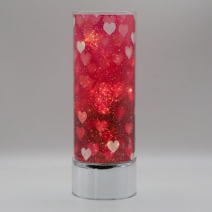 Signature HomeStyles Sparkle Glass Light & Insert Floating Pink Hearts Insert and Sparkle Glass™ Accent Light