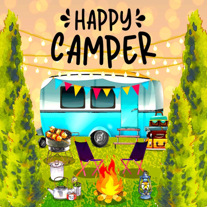 Signature HomeStyles Sparkle Glass Light & Insert Happy Camper Insert and Sparkle Glass™ Accent Light Bundle