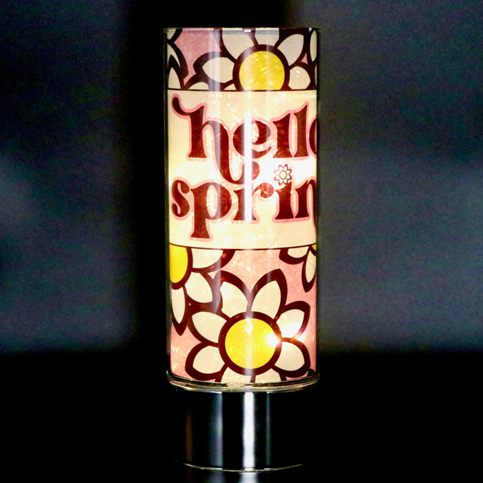 Signature HomeStyles Sparkle Glass Light & Insert Hello Spring Daisy Bundle- Sparkle Glass™ LED Cylinder with Hello Spring Daisy Insert