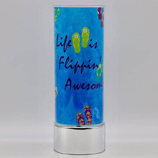 Signature HomeStyles Sparkle Glass Light & Insert Life is Flippin' Awesome Bundle- Sparkle Glass™ LED Cylinder with Life is Flippin' Awesome Insert