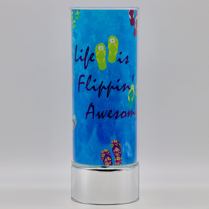 Signature HomeStyles Sparkle Glass Light & Insert Life is Flippin' Awesome Bundle- Sparkle Glass™ LED Cylinder with Life is Flippin' Awesome Insert