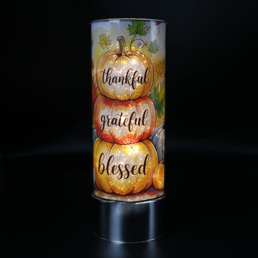 Signature HomeStyles Sparkle Glass Light & Insert Stacked Pumpkin Blessings Insert and Sparkle Glass® Accent Light