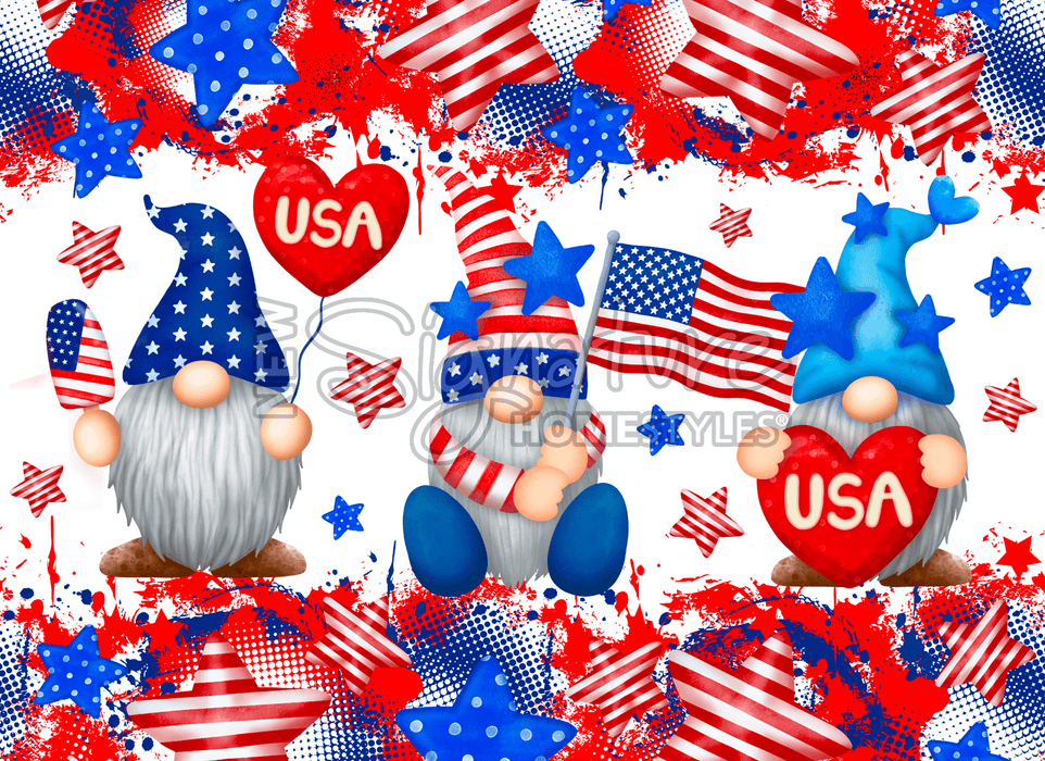 Signature HomeStyles Sparkle Glass Light & Insert USA Gnomes Bundle- Sparkle Glass™ LED Cylider with USA Gnomes Insert
