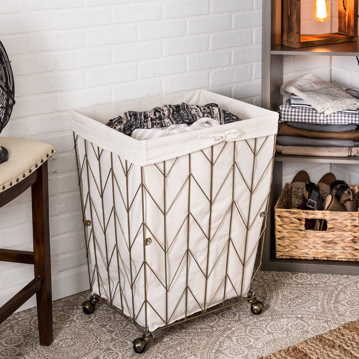 Signature HomeStyles Storage Baskets Chevron Wire Rolling Hamper