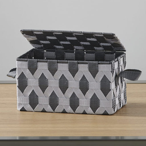 Signature HomeStyles Storage Baskets Gray Geometric Small Lidded Basket